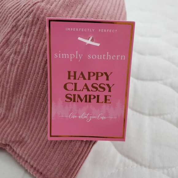 SIMPLY SOUTHERN Sparkle Puff Letter WIFEY Pink Corduroy Baseball Cap Hat NEW - Picture 5 of 6